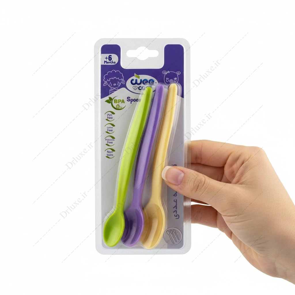 قاشق حرارتی کودک +6 ماه وی کر کد U123 بسته 3 عدد